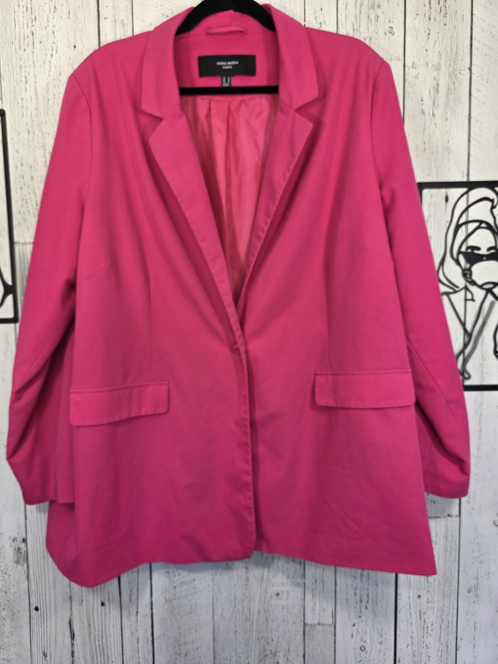 Vero Moda Curve Hot Pink Longline Blazer Size 18
